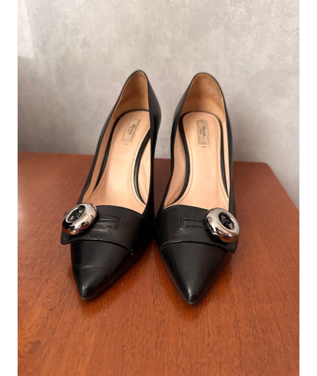 PRADA Черные кожаные туфли, фото 2