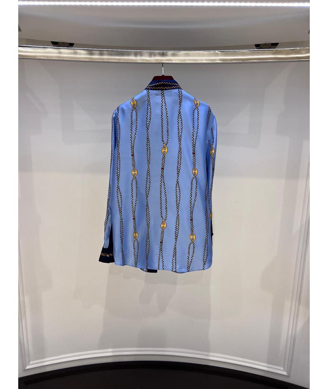 GUCCI Голубая шелковая рубашка, фото 3