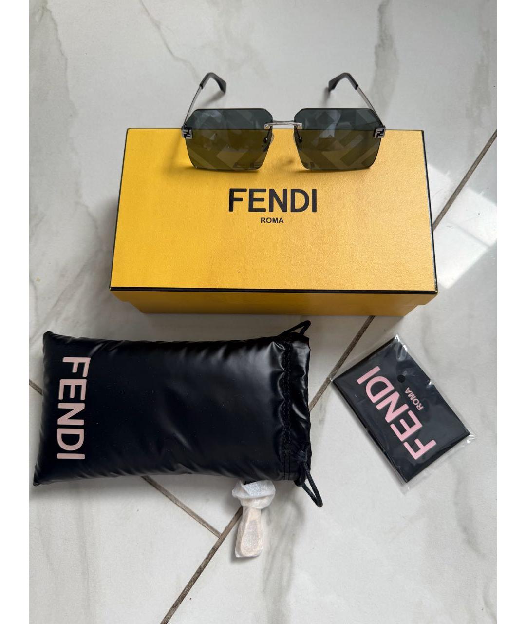 FENDI Голубые металлические солнцезащитные очки, фото 4