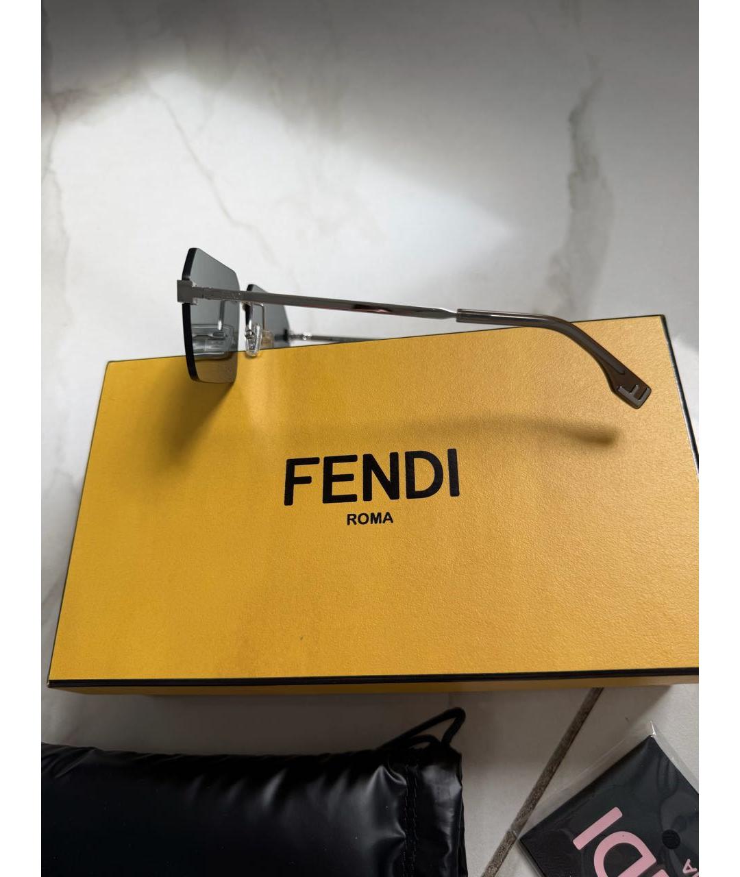 FENDI Голубые металлические солнцезащитные очки, фото 6