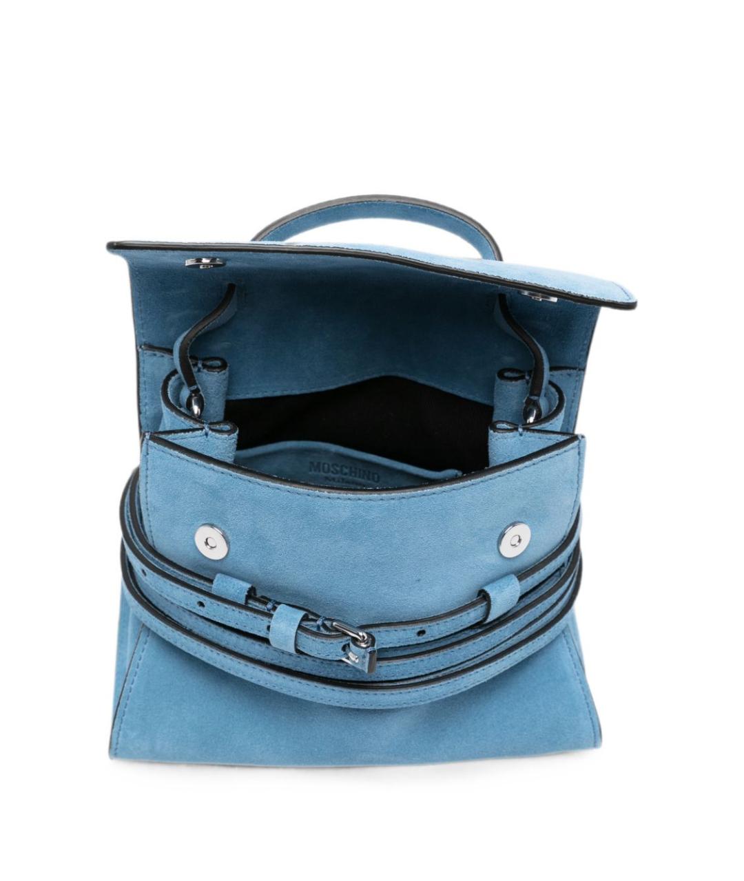 MOSCHINO Голубая замшевая сумка с короткими ручками, фото 5