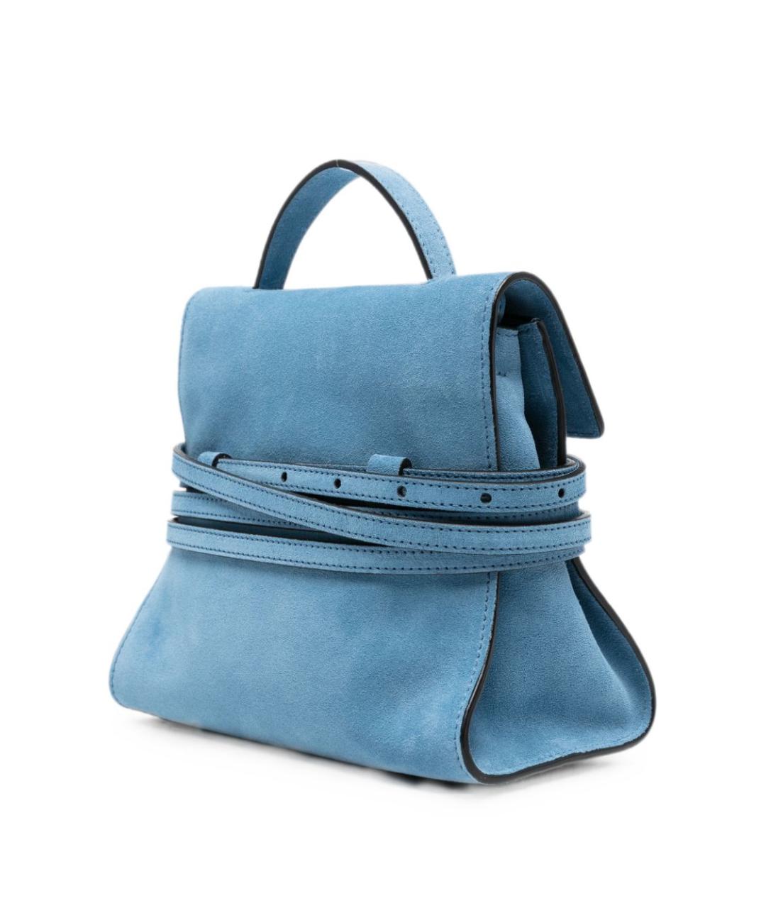 MOSCHINO Голубая замшевая сумка с короткими ручками, фото 2