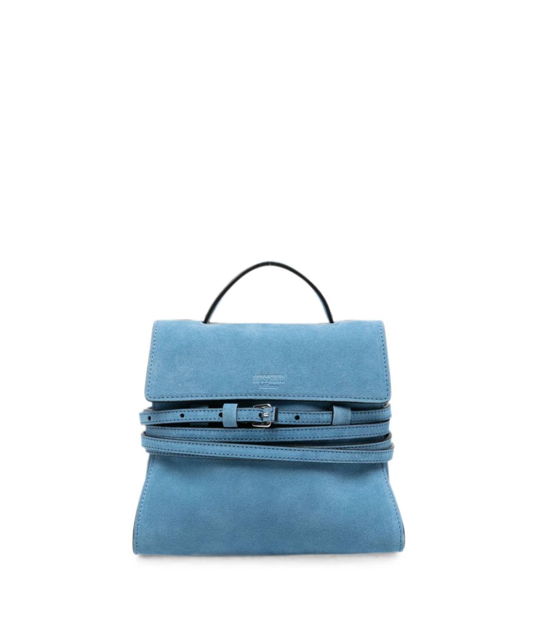 MOSCHINO Голубая замшевая сумка с короткими ручками, фото 1
