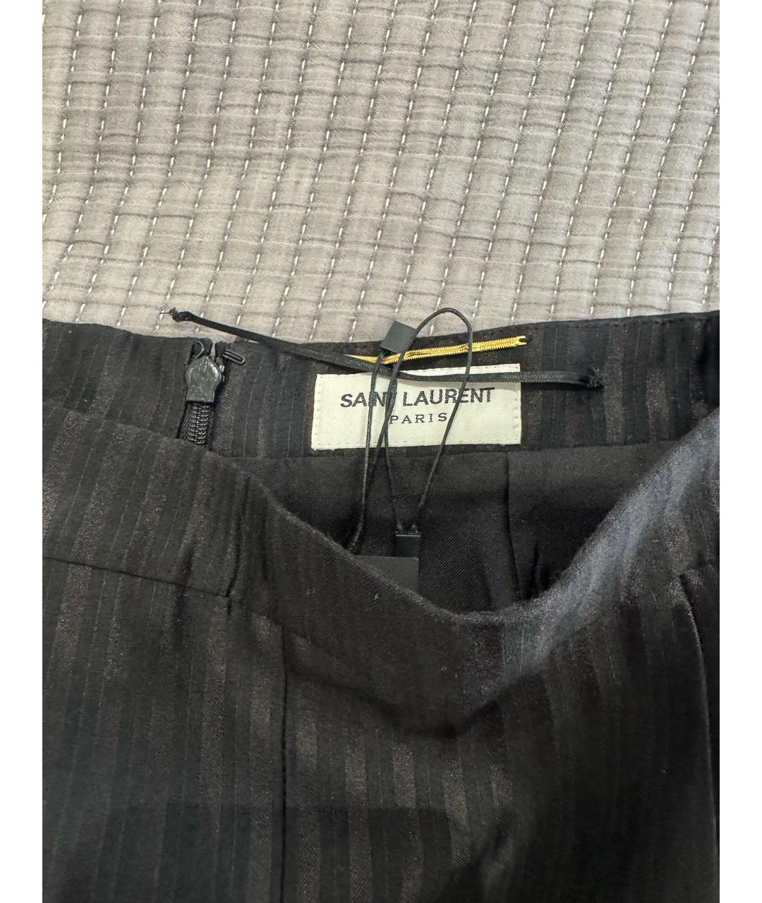 SAINT LAURENT Черная шерстяная юбка миди, фото 3