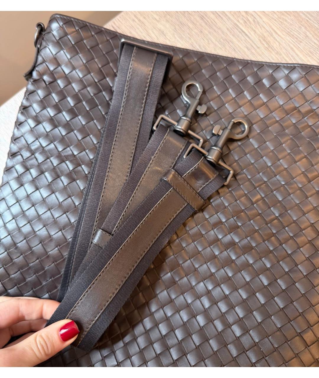 BOTTEGA VENETA Коричневая кожаная сумка на плечо, фото 3