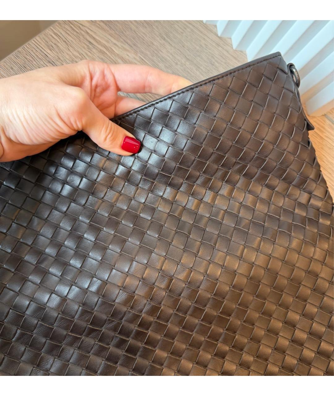 BOTTEGA VENETA Коричневая кожаная сумка на плечо, фото 5