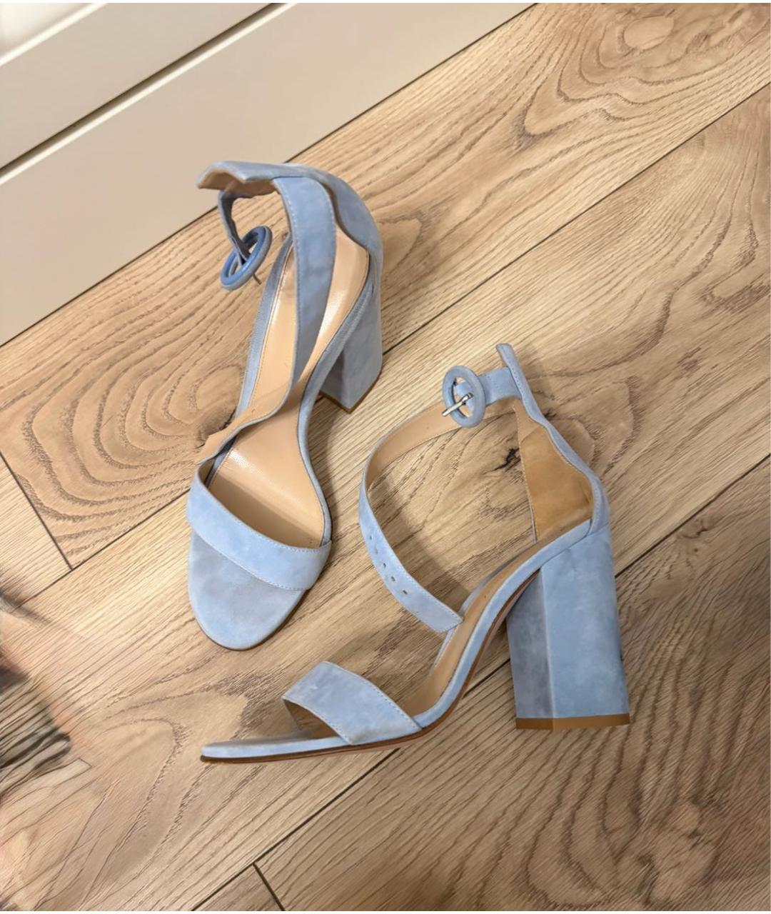 GIANVITO ROSSI Голубые замшевые босоножки, фото 6