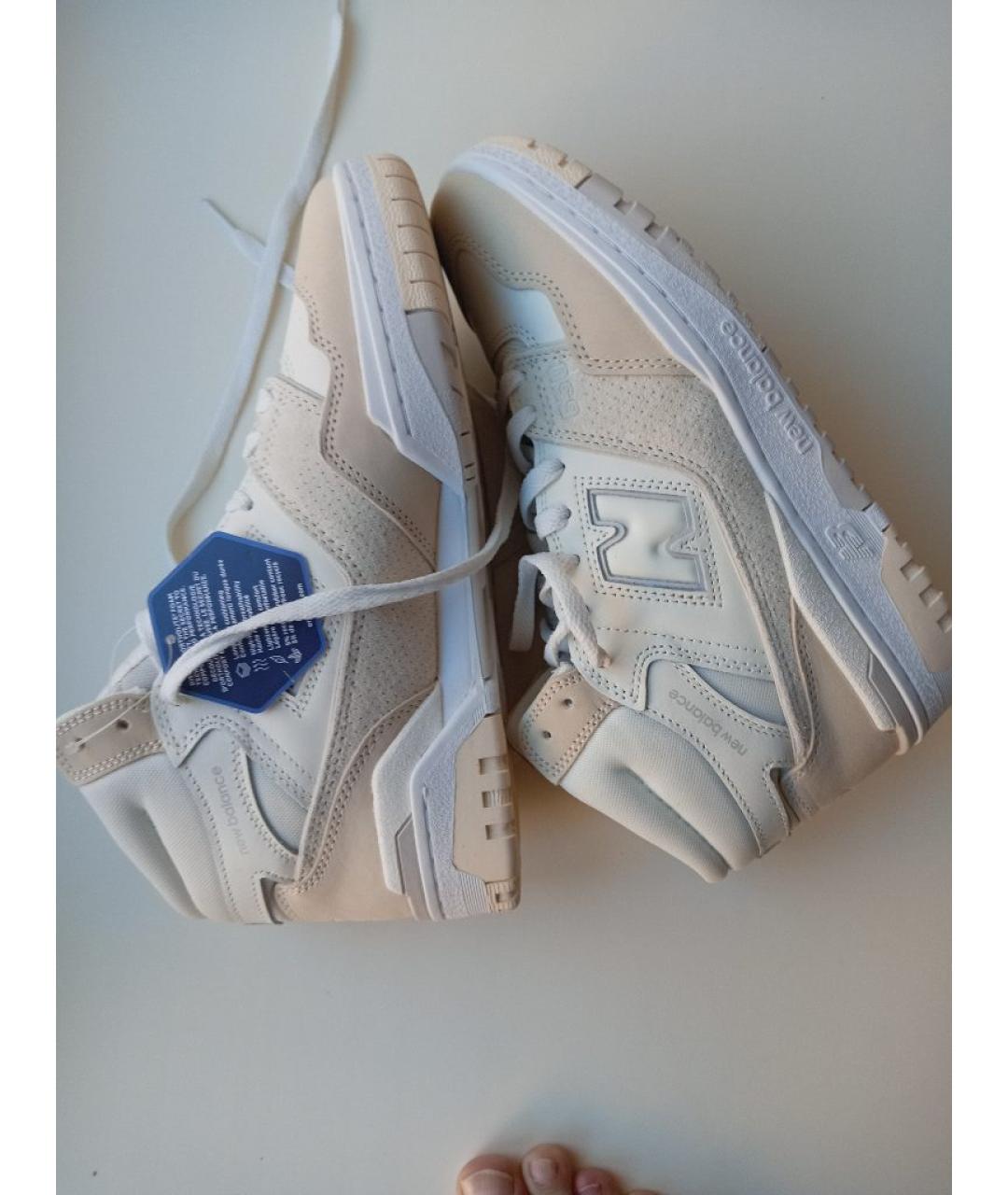 NEW BALANCE Бежевые кожаные высокие кроссовки / кеды, фото 3