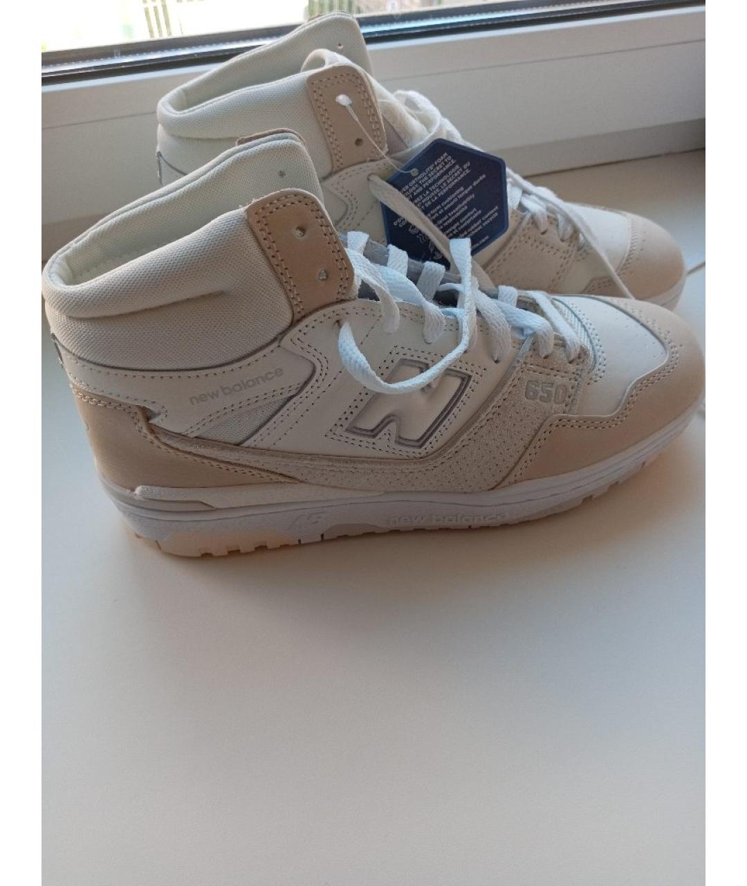 NEW BALANCE Бежевые кожаные высокие кроссовки / кеды, фото 9