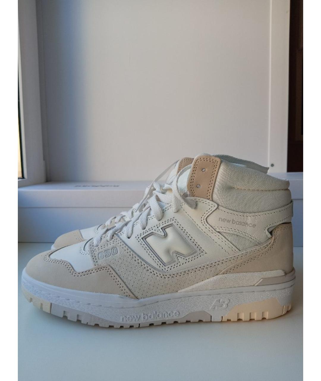 NEW BALANCE Бежевые кожаные высокие кроссовки / кеды, фото 10