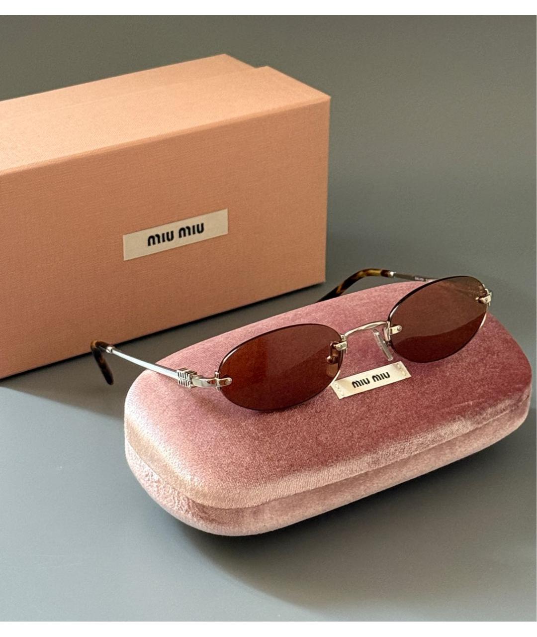 MIU MIU Серебряные металлические солнцезащитные очки, фото 4
