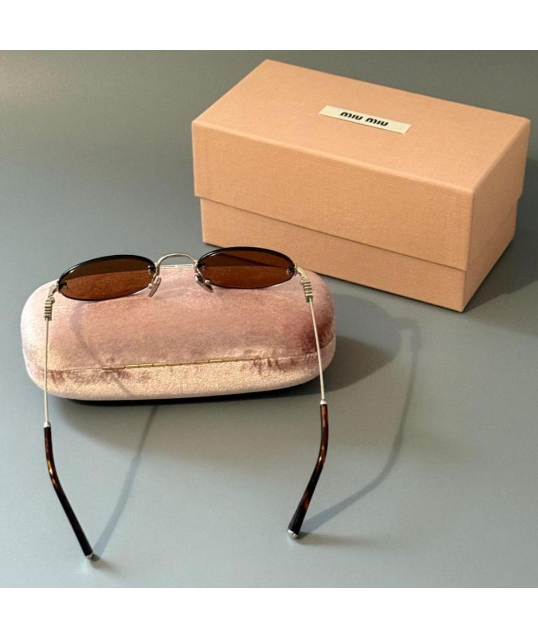 MIU MIU Серебряные металлические солнцезащитные очки, фото 5