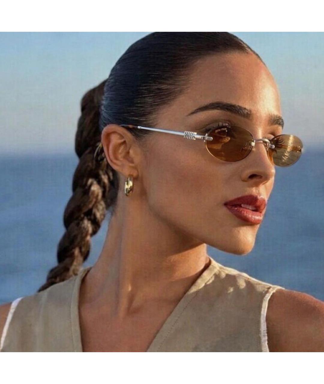 MIU MIU Серебряные металлические солнцезащитные очки, фото 2