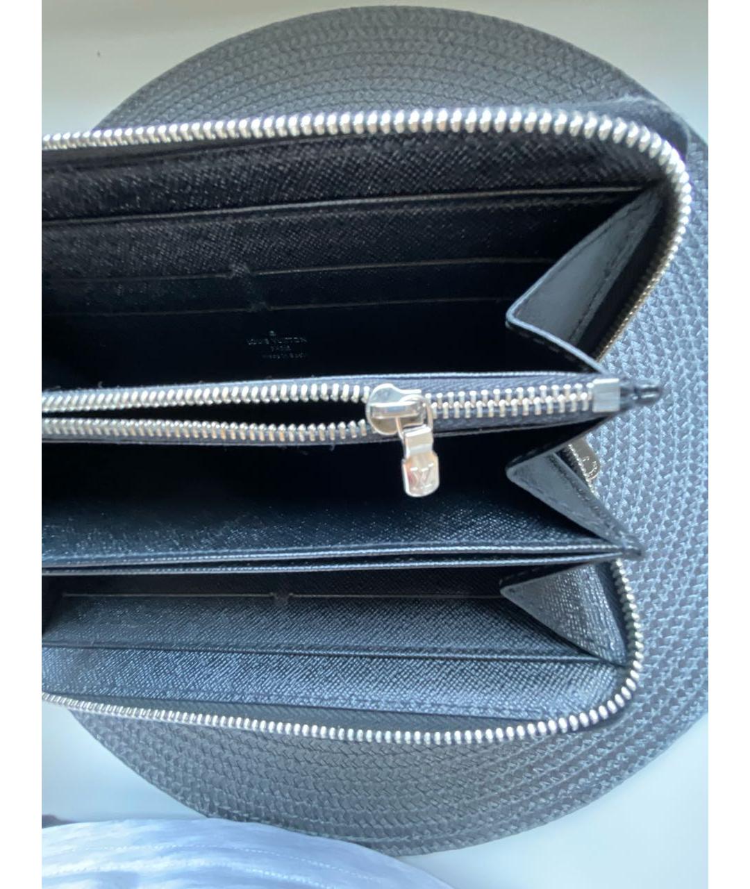 LOUIS VUITTON Черный кожаный кошелек, фото 3