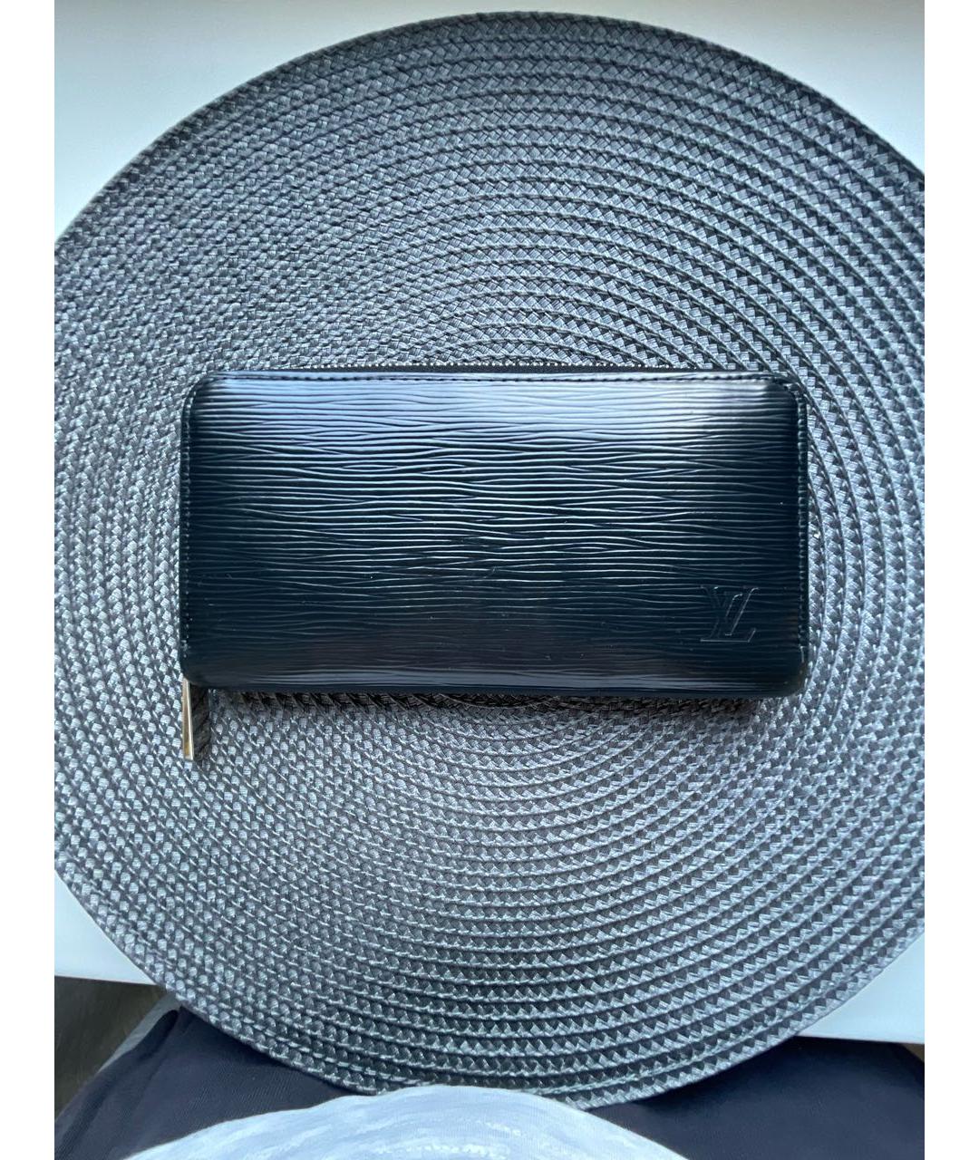 LOUIS VUITTON Черный кожаный кошелек, фото 6