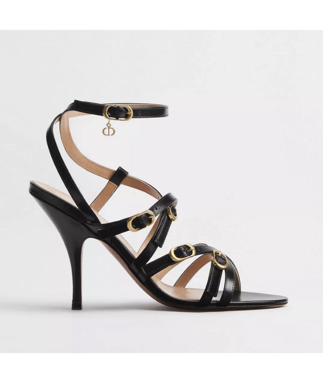 CHRISTIAN DIOR Черные кожаные сандалии, фото 4