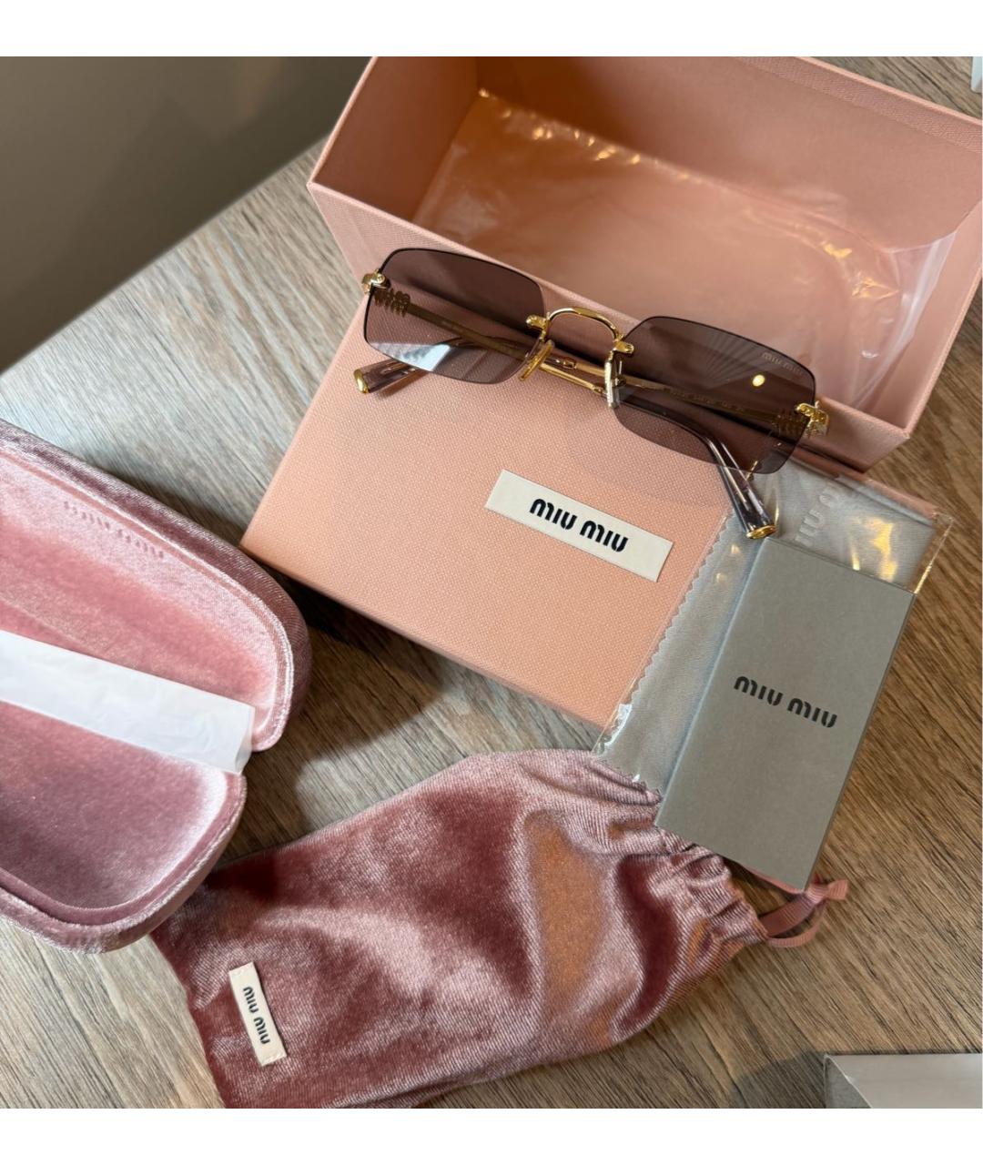 MIU MIU Коричневые металлические солнцезащитные очки, фото 4
