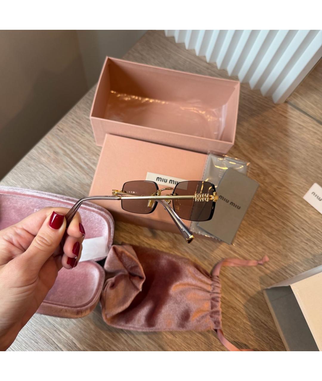 MIU MIU Коричневые металлические солнцезащитные очки, фото 5