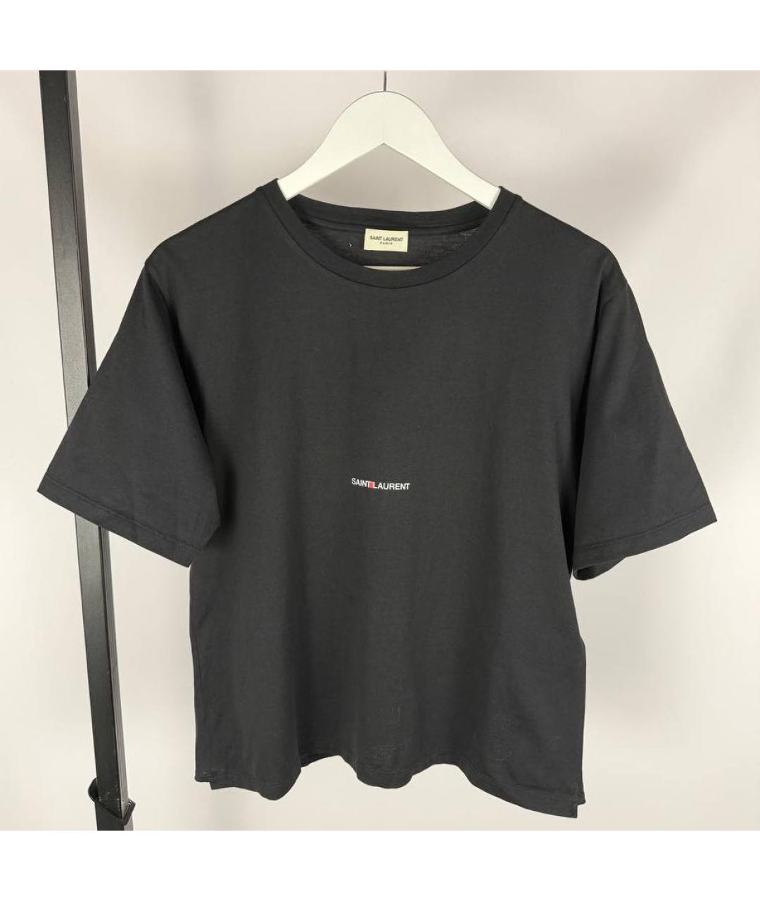 SAINT LAURENT Черная хлопковая футболка, фото 3