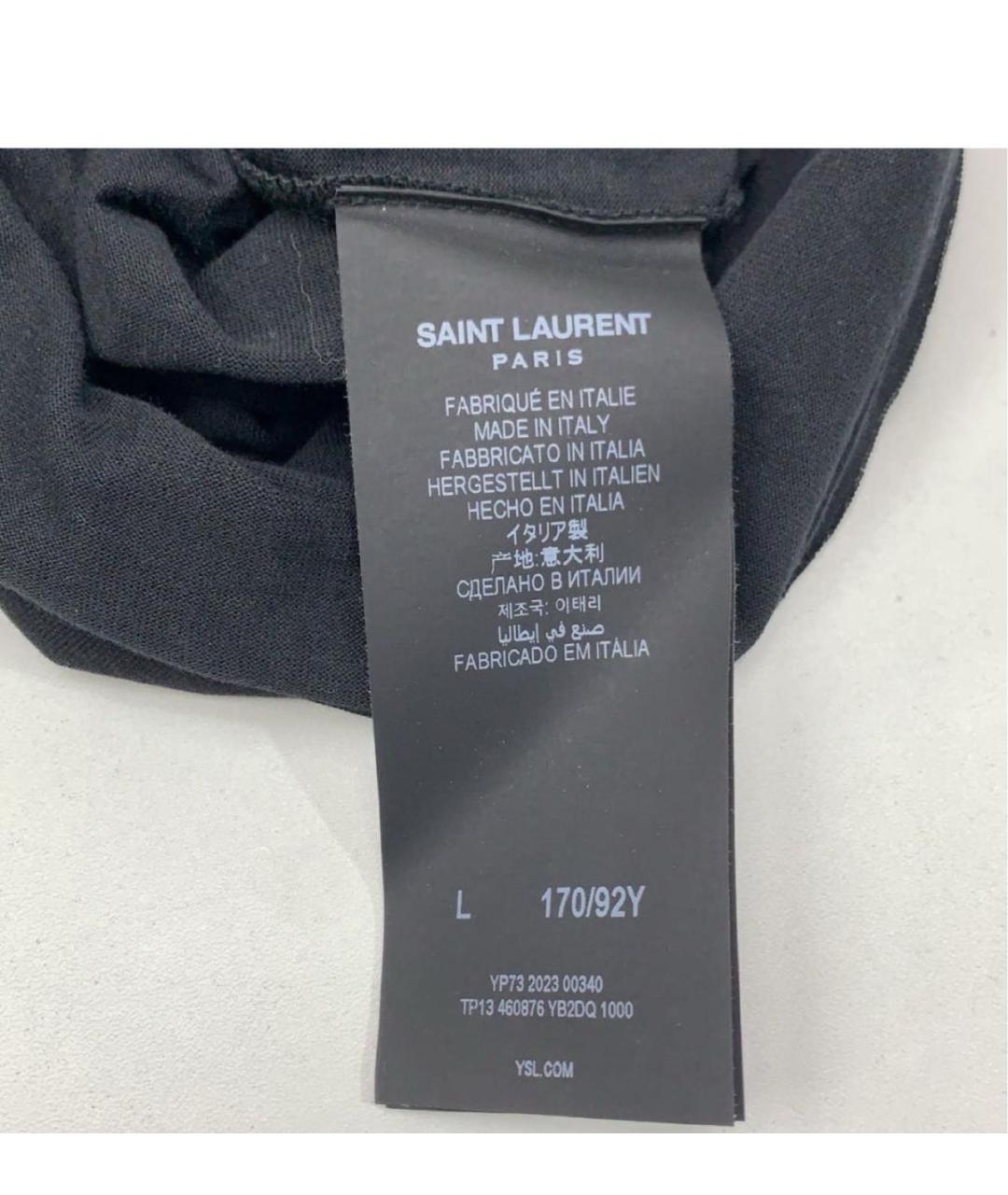 SAINT LAURENT Черная хлопковая футболка, фото 4