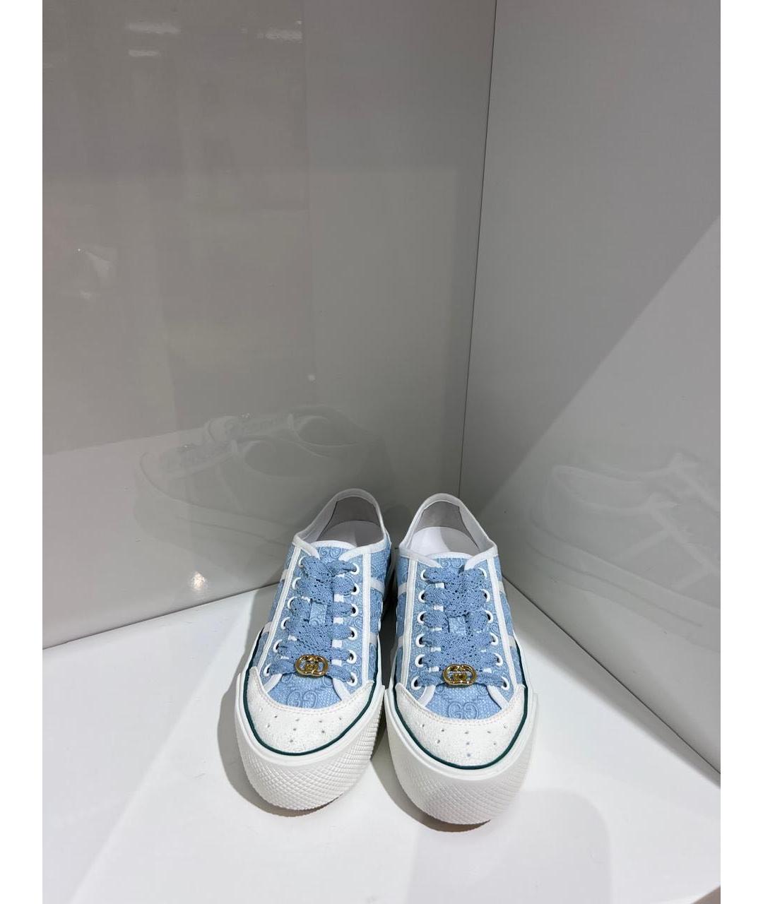 GUCCI Голубые текстильные кеды, фото 3