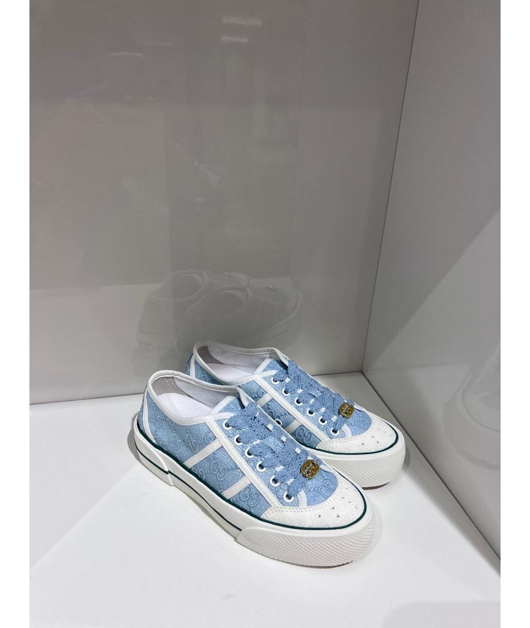 GUCCI Голубые текстильные кеды, фото 2