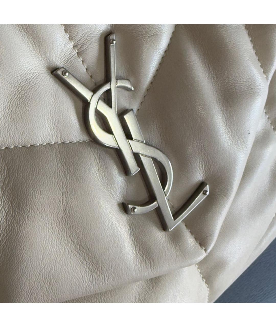 SAINT LAURENT Бежевая кожаная сумка через плечо, фото 4