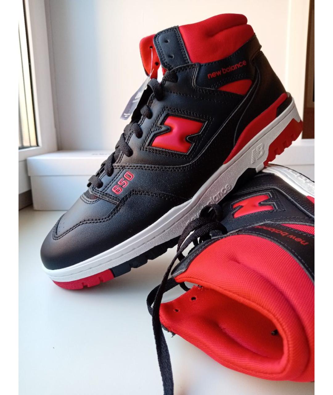 NEW BALANCE Черные кожаные высокие кроссовки / кеды, фото 9