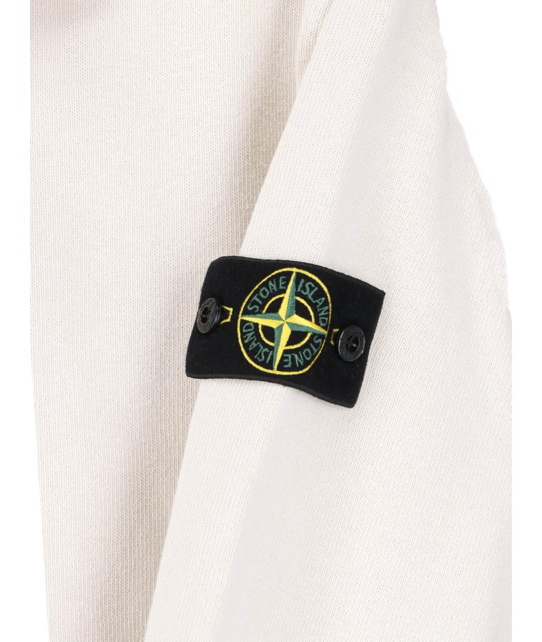 STONE ISLAND Белое хлопковое поло с длинным рукавом, фото 4