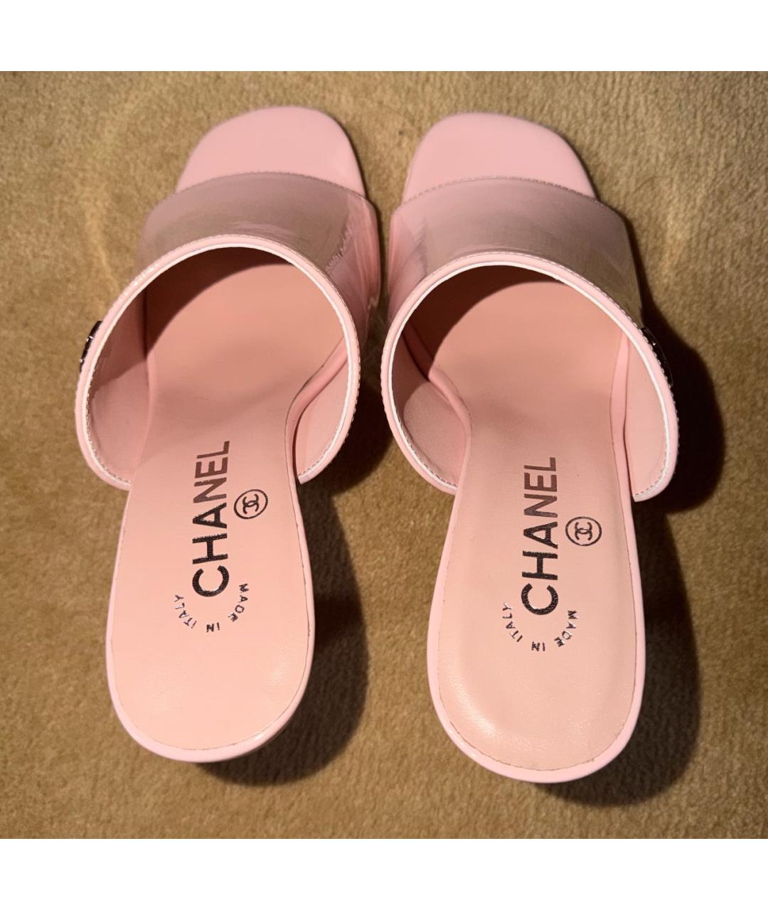 CHANEL Розовые мюли из лакированной кожи, фото 3