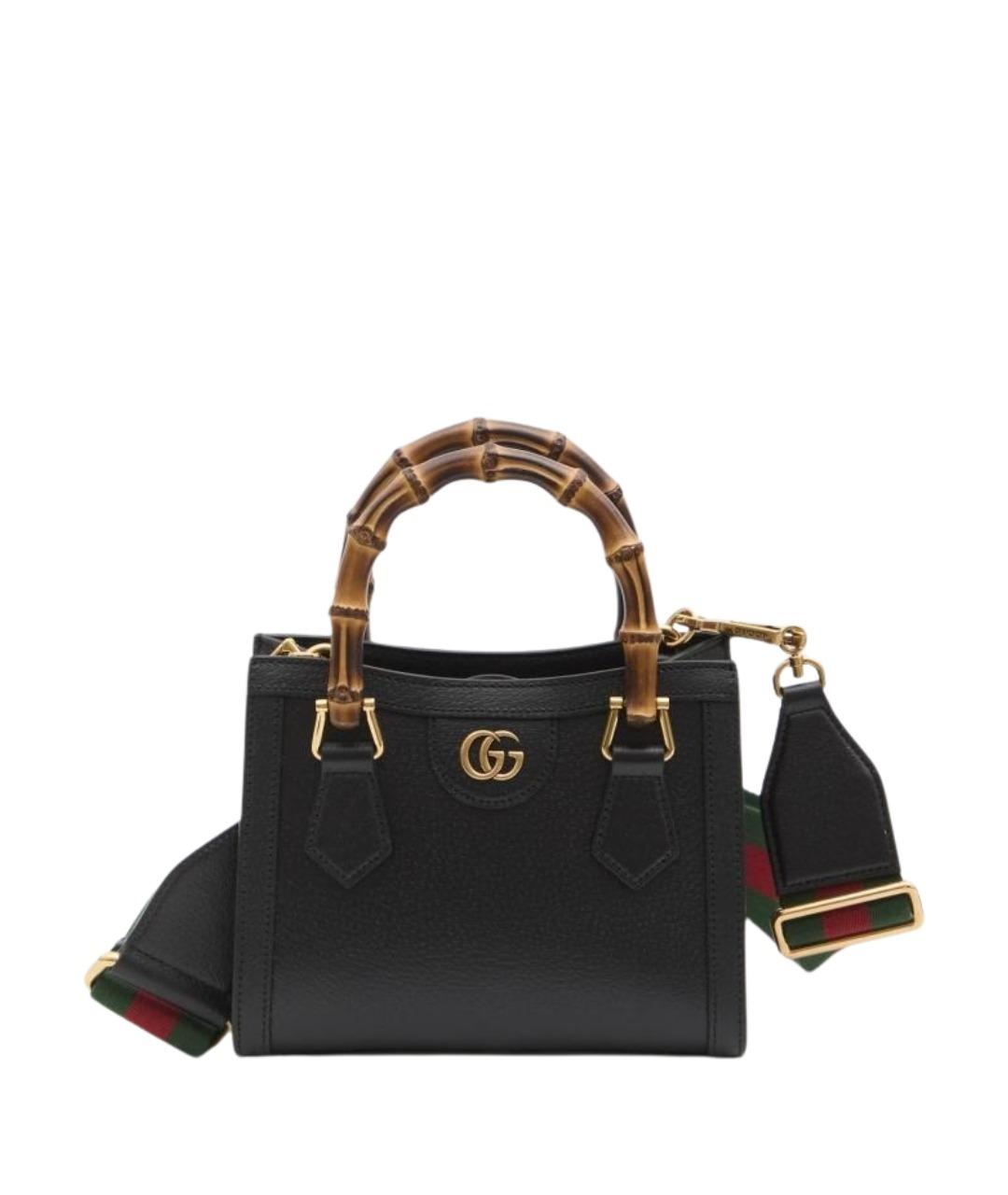 GUCCI Черная кожаная сумка с короткими ручками, фото 1