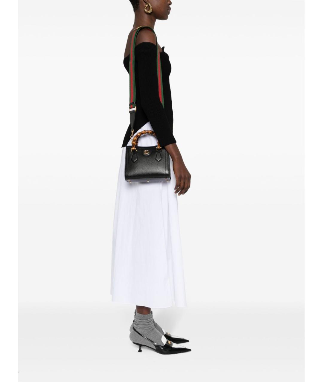 GUCCI Черная кожаная сумка с короткими ручками, фото 5