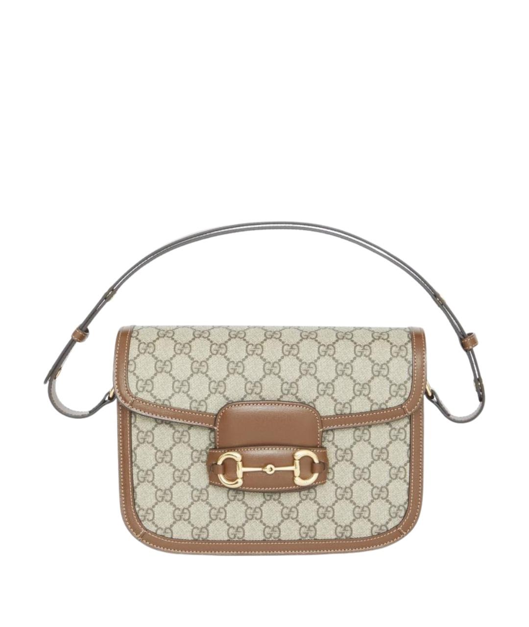 GUCCI Бежевая кожаная сумка с короткими ручками, фото 1