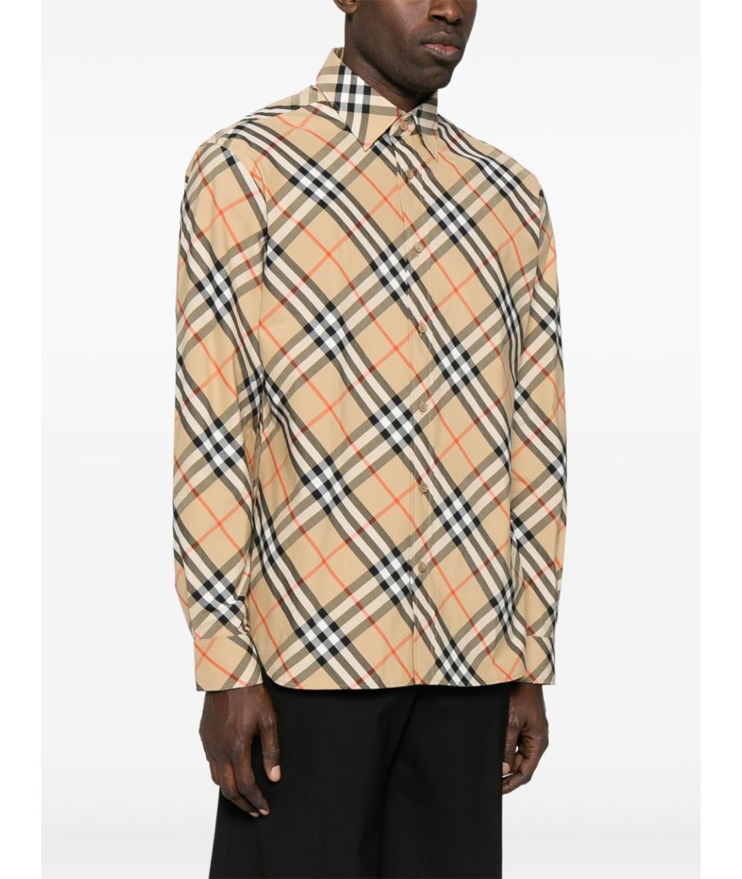 BURBERRY Бежевая хлопковая кэжуал рубашка, фото 5