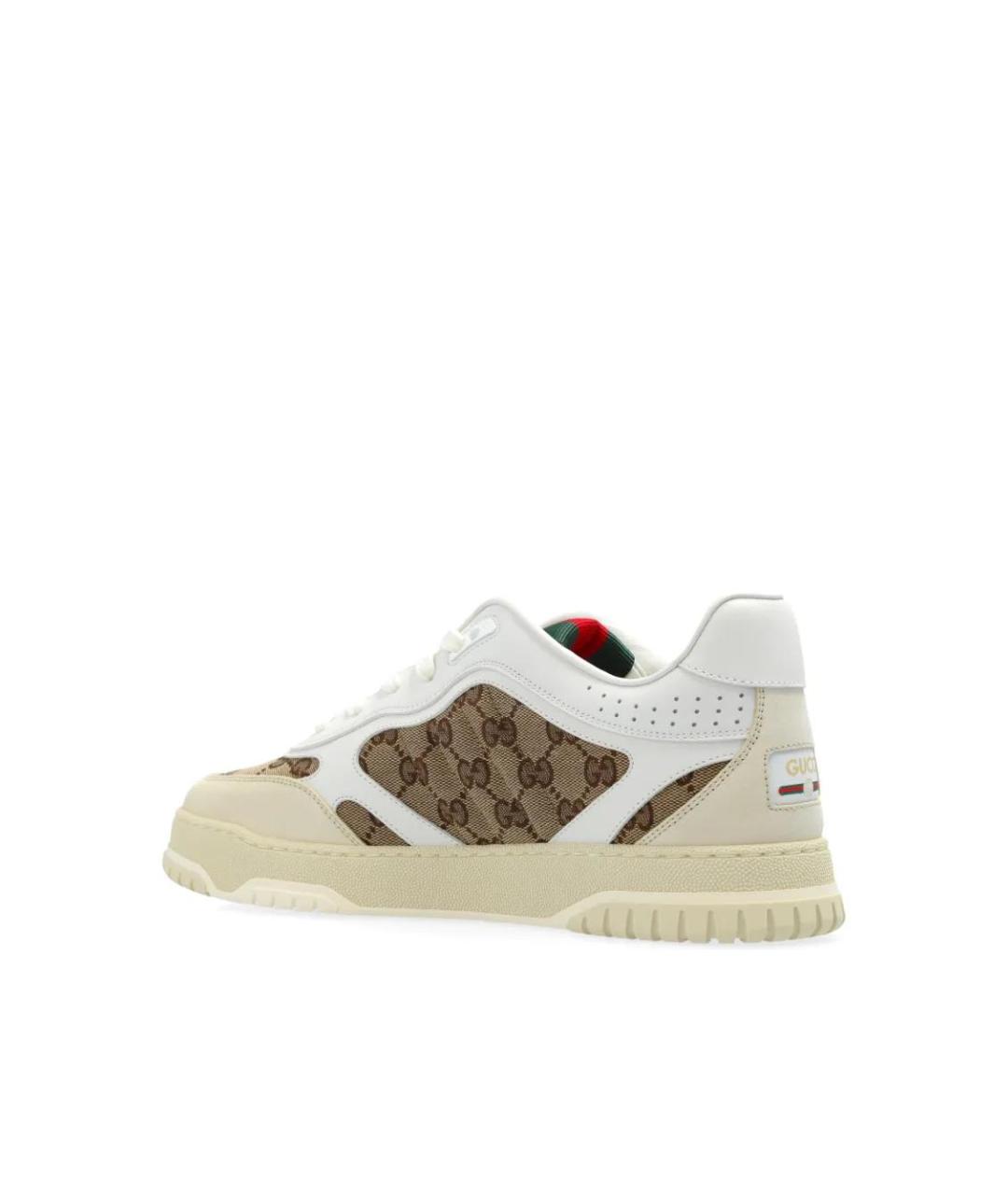 GUCCI Белые текстильные низкие кроссовки / кеды, фото 5