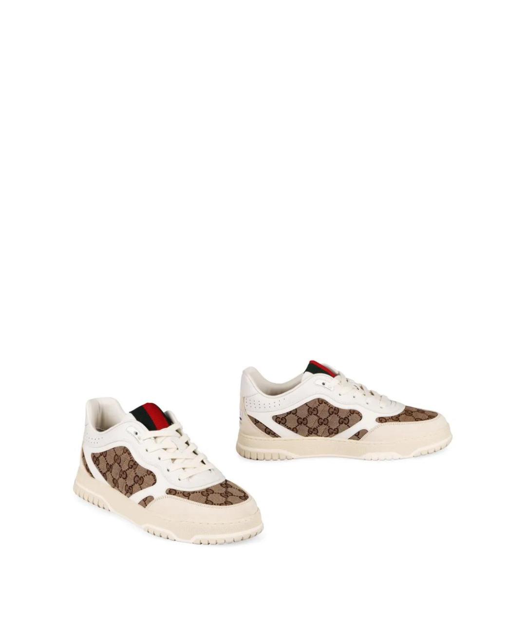 GUCCI Белые текстильные низкие кроссовки / кеды, фото 3