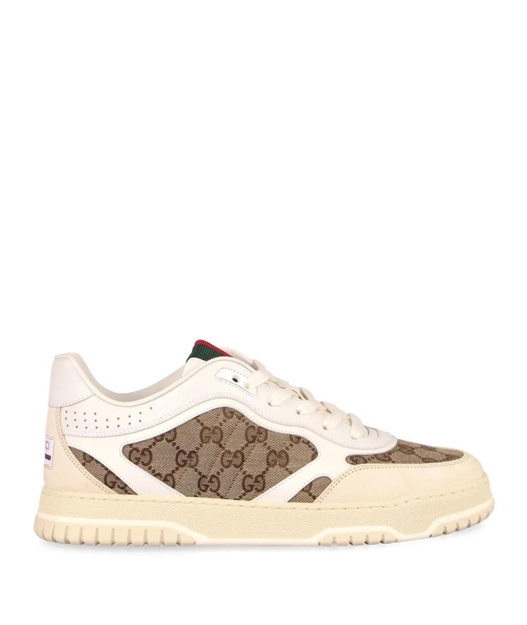 GUCCI Белые текстильные низкие кроссовки / кеды, фото 1