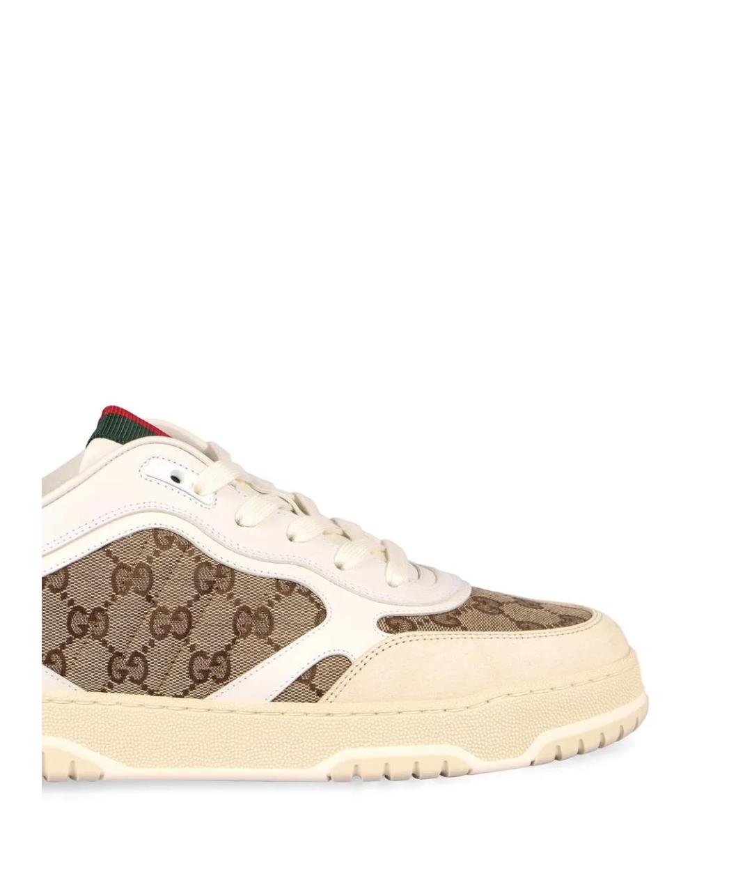 GUCCI Белые текстильные низкие кроссовки / кеды, фото 2