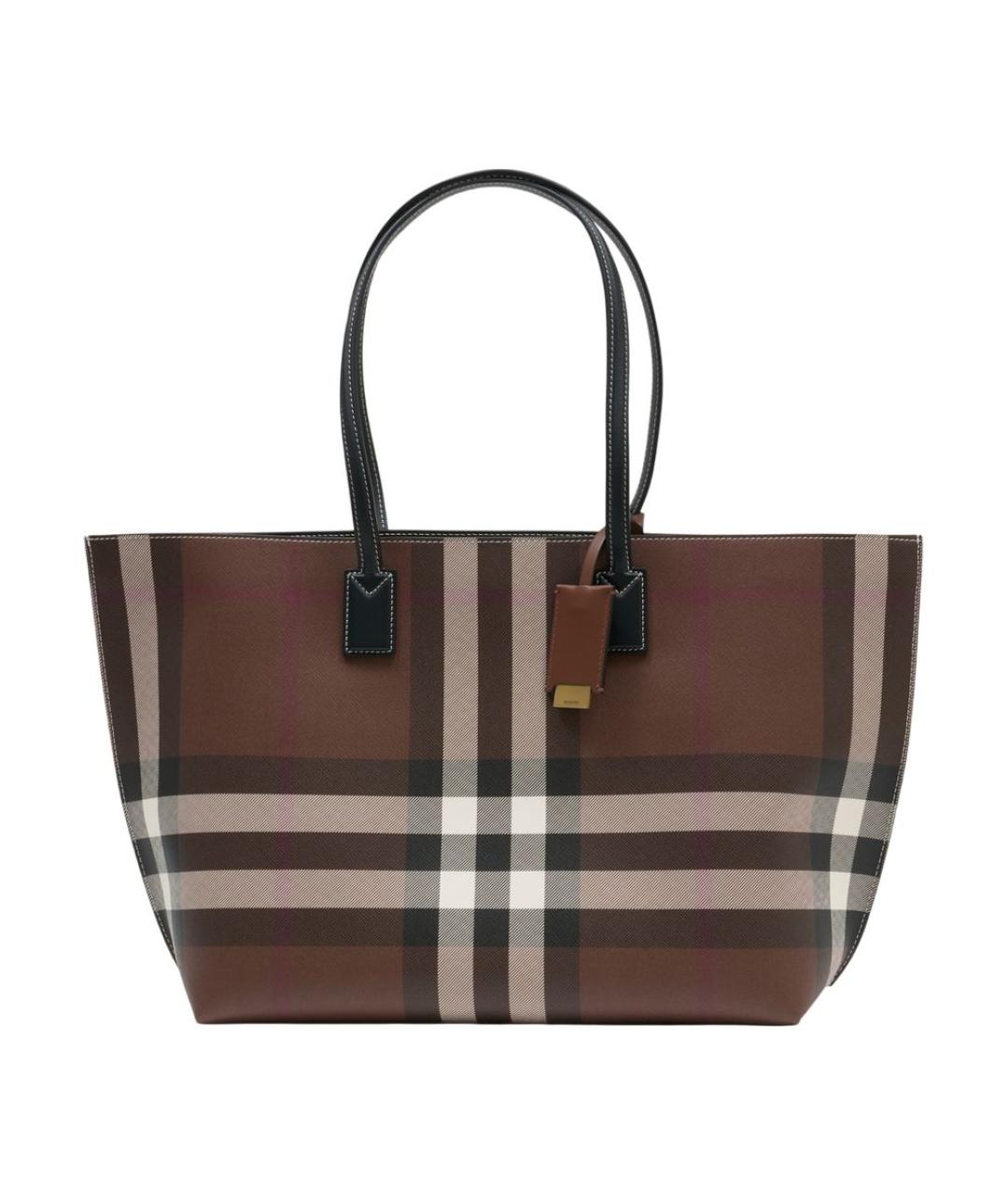 BURBERRY Коричневая тканевая сумка тоут, фото 3