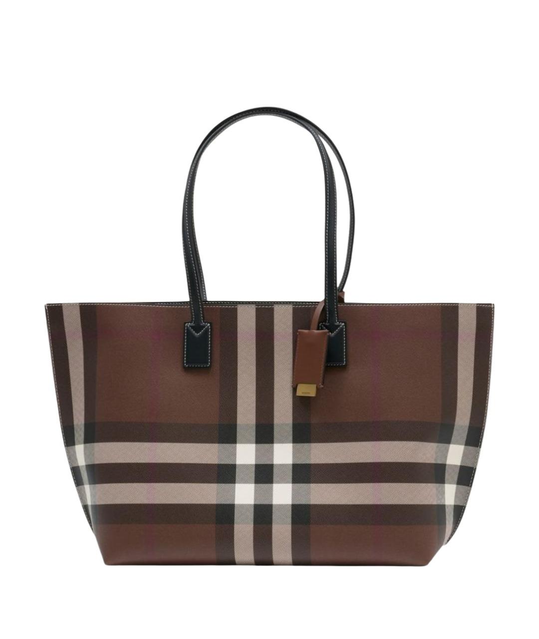 BURBERRY Коричневая тканевая сумка тоут, фото 1