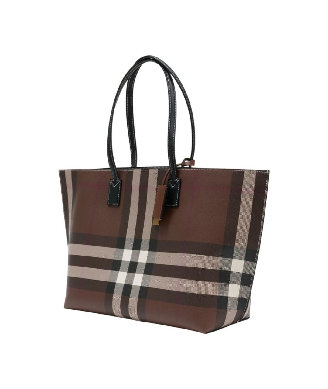 BURBERRY Коричневая тканевая сумка тоут, фото 2