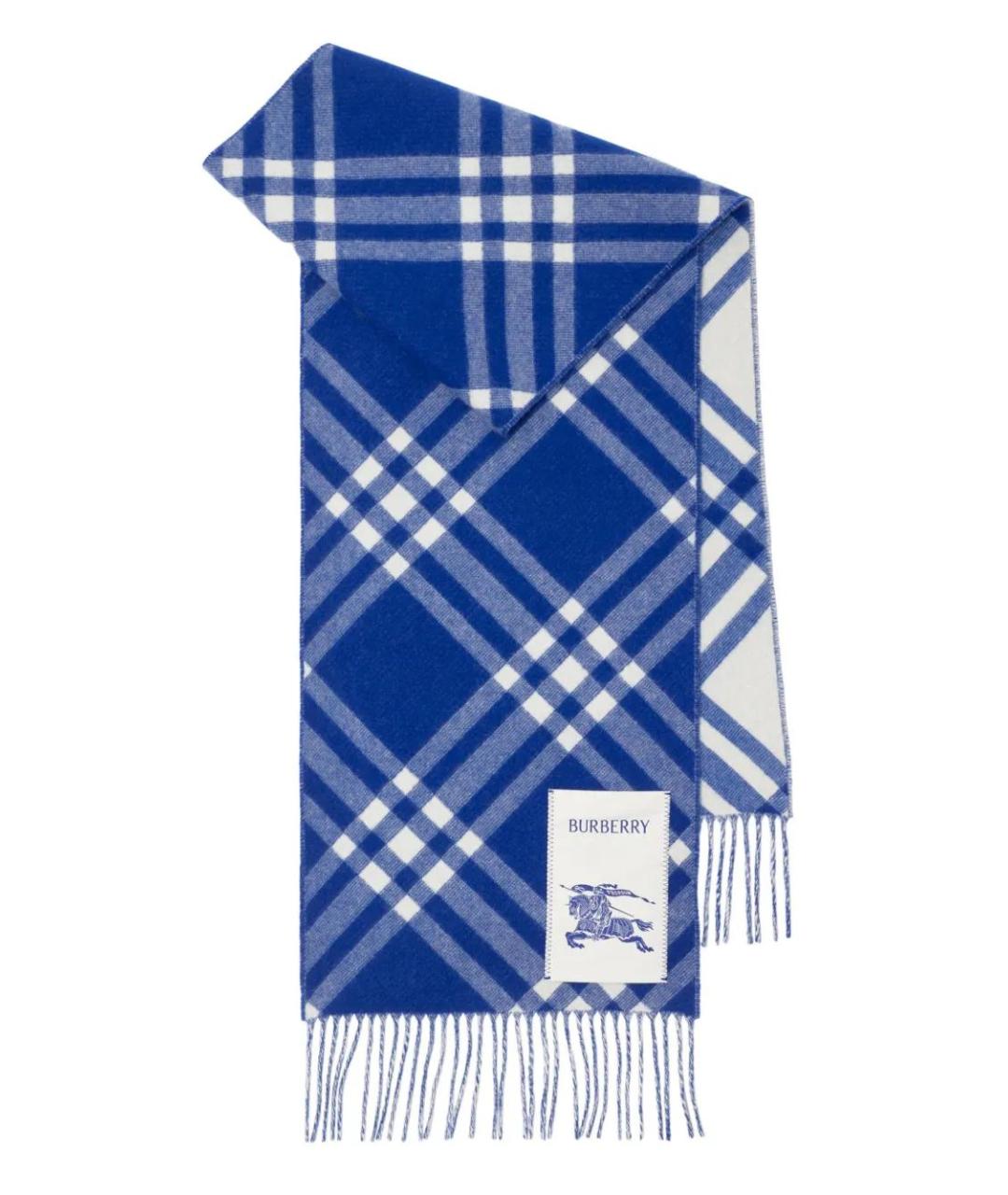 BURBERRY Синий кашемировый шарф, фото 2