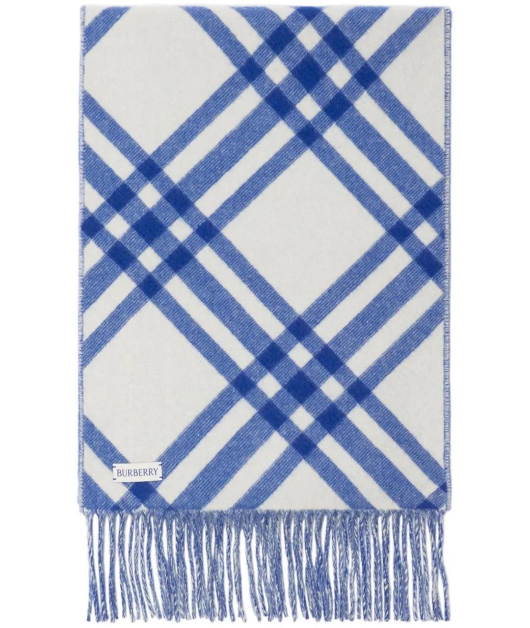 BURBERRY Синий кашемировый шарф, фото 1