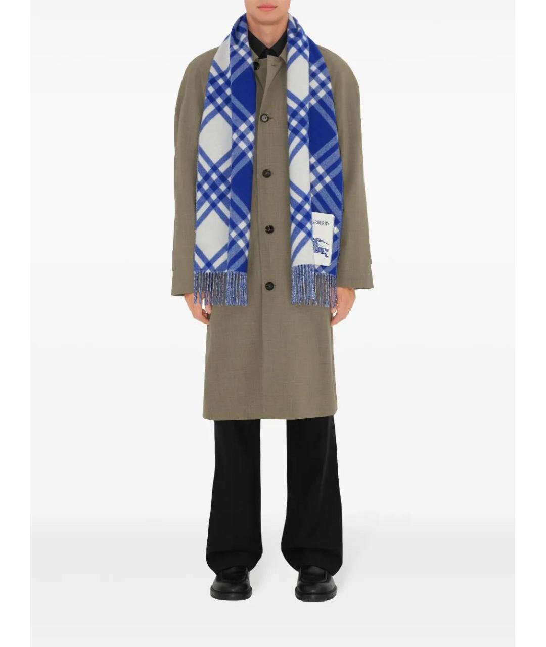 BURBERRY Синий кашемировый шарф, фото 3