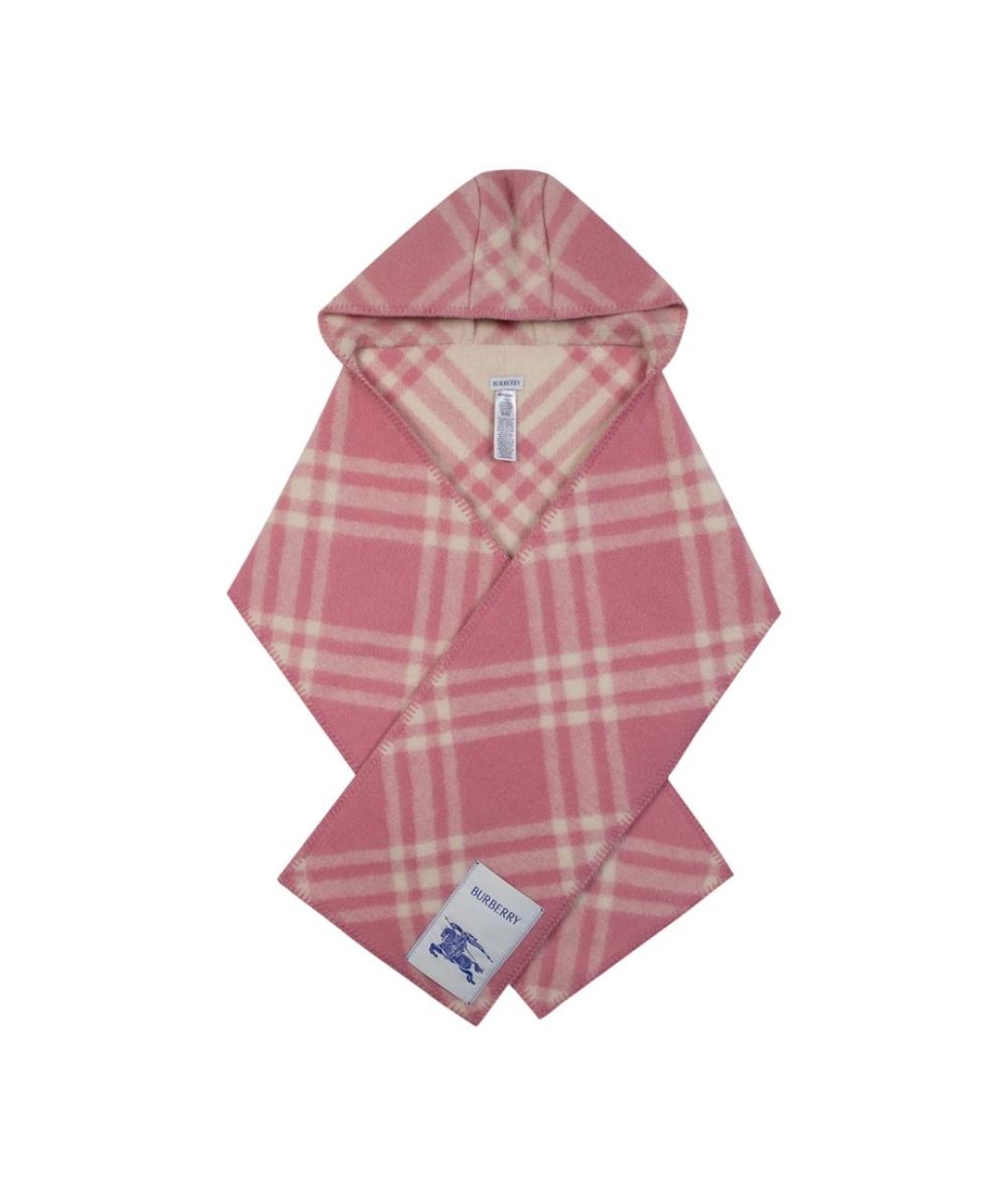 BURBERRY Розовый шерстяной шарф, фото 3