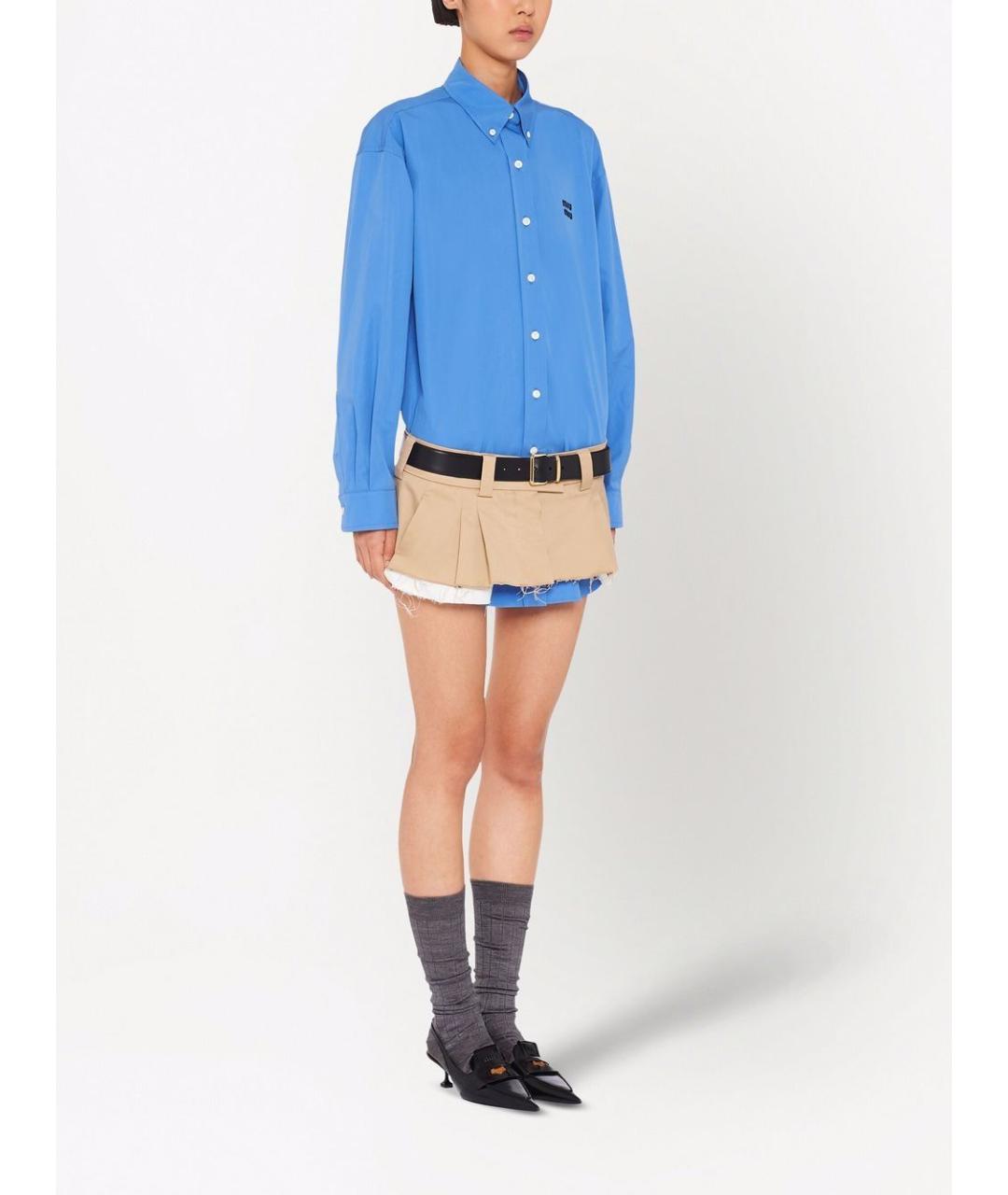 MIU MIU Синяя хлопковая рубашка, фото 2