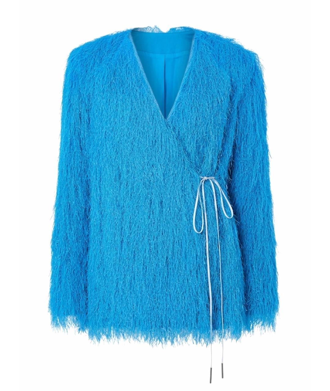 DRIES VAN NOTEN Синее полиэстеровое пальто, фото 1