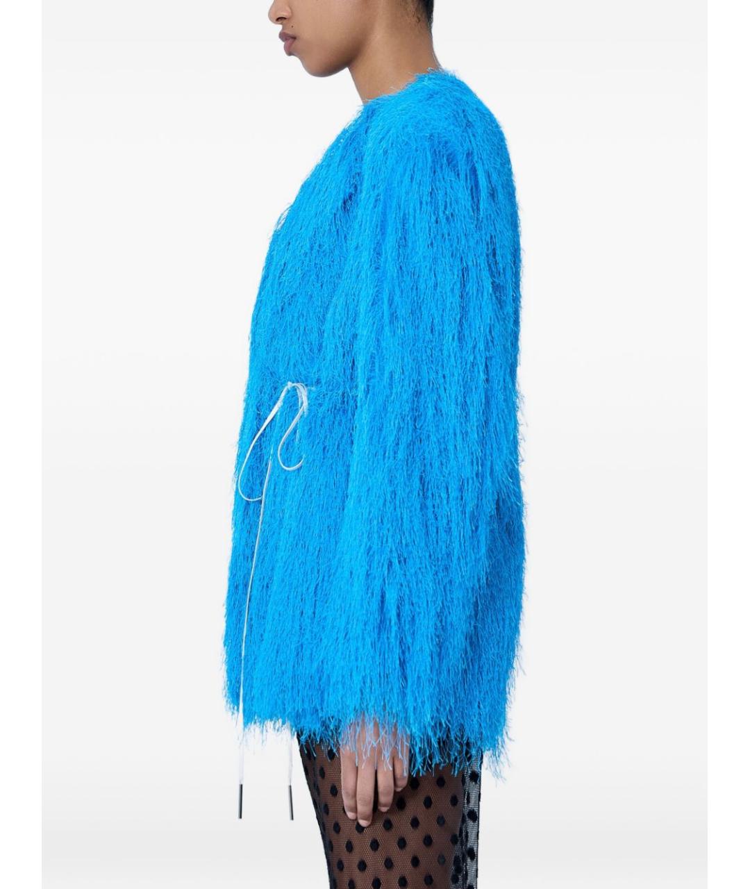DRIES VAN NOTEN Синее полиэстеровое пальто, фото 2