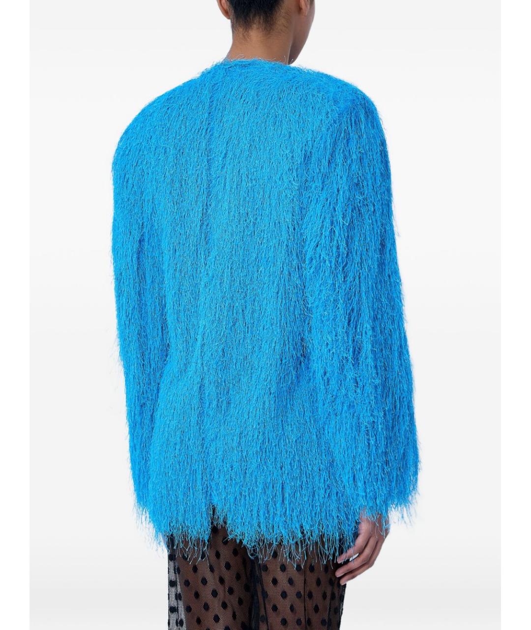 DRIES VAN NOTEN Синее полиэстеровое пальто, фото 4
