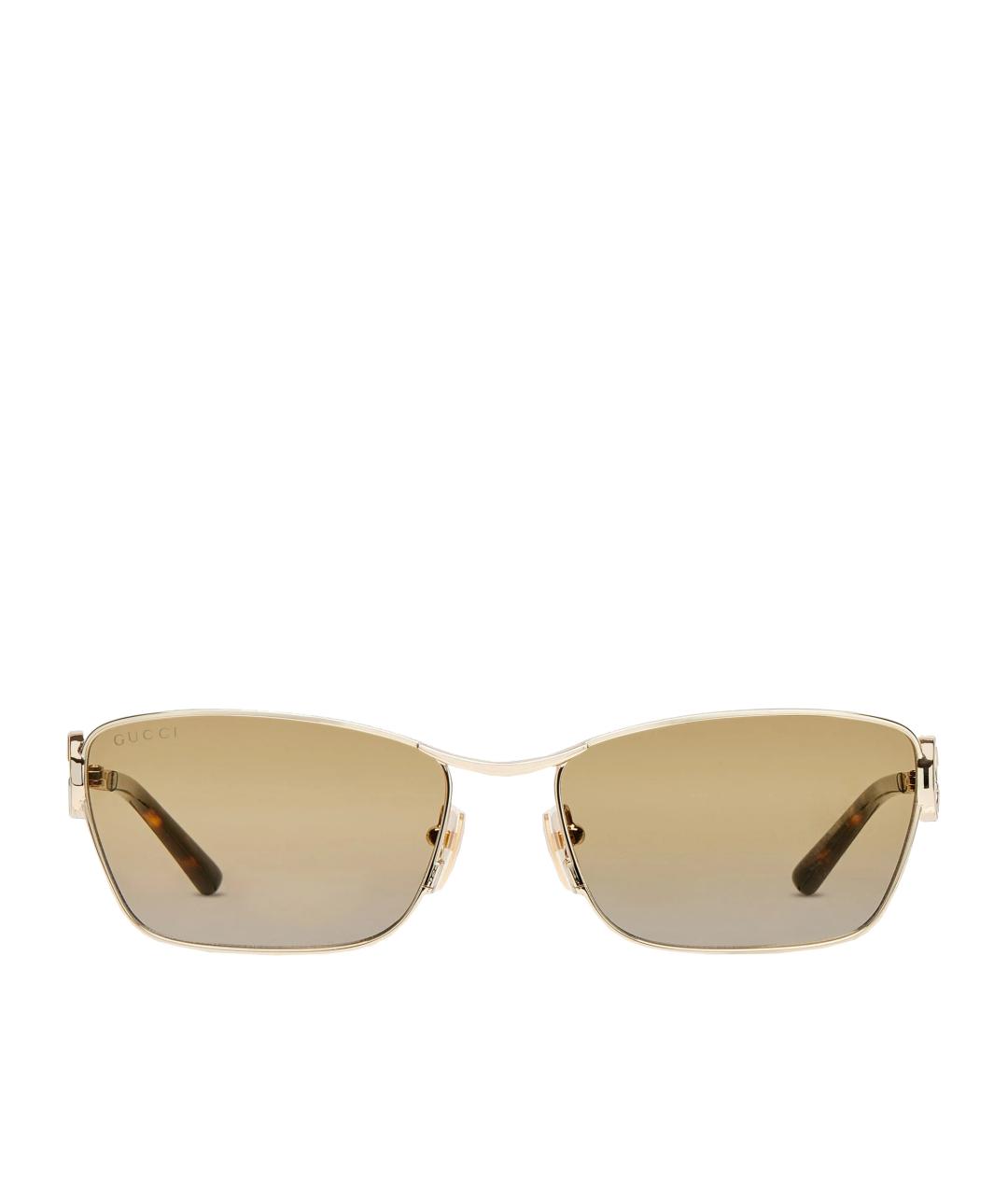 GUCCI Золотые металлические солнцезащитные очки, фото 2